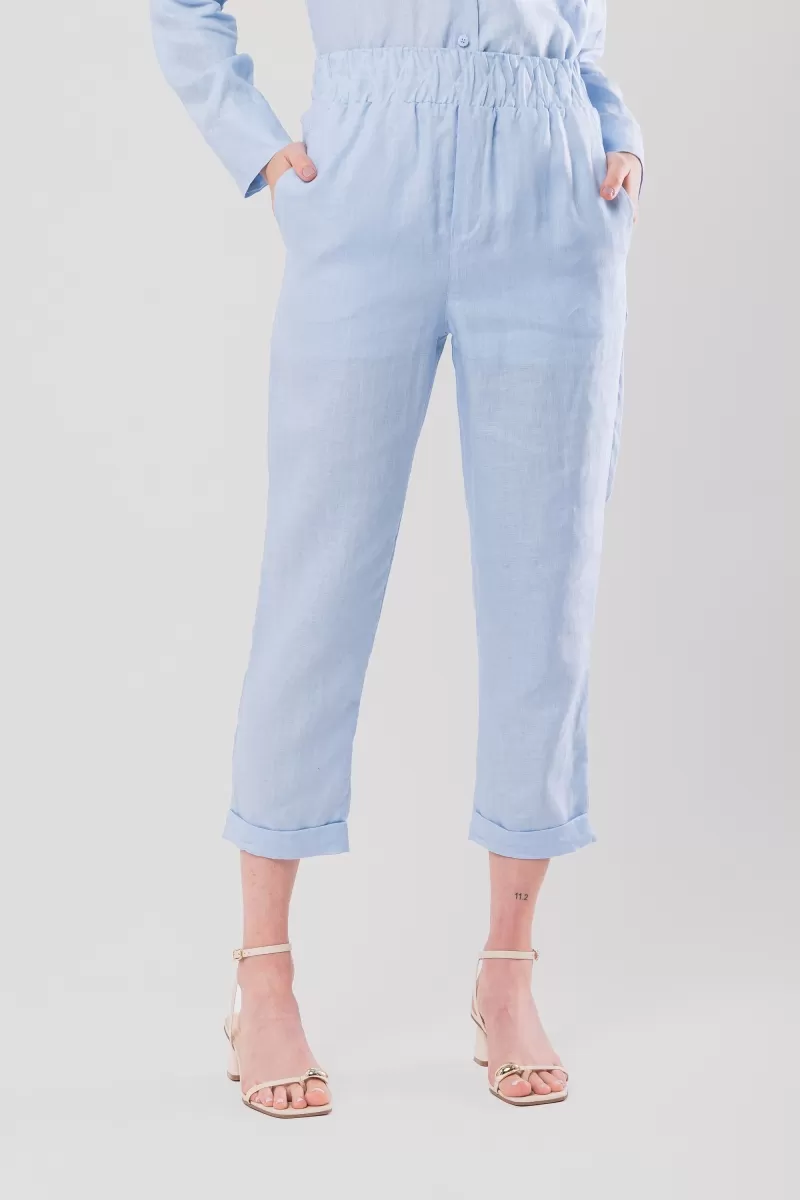 Hidrogênio - CALÇA CENOURA POLIANA LINHO 100% AZUL BEBE - 19886111