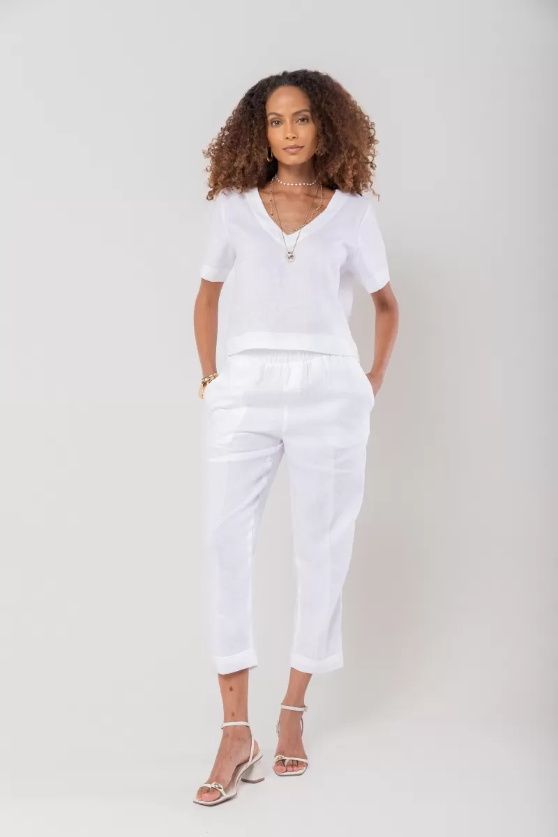 Hidrogênio - CALÇA CENOURA POLIANA LINHO 100% BRANCO - 19886002