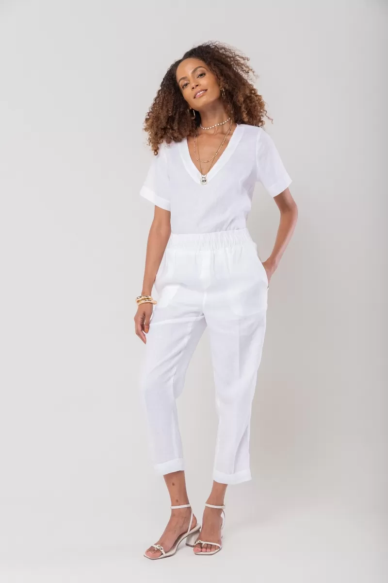 Hidrogênio - CALÇA CENOURA POLIANA LINHO 100% BRANCO - 19886002