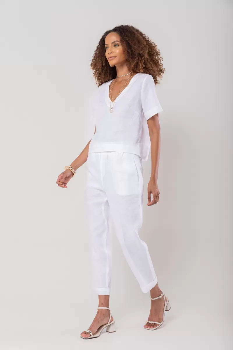 Hidrogênio - CALÇA CENOURA POLIANA LINHO 100% BRANCO - 19886002