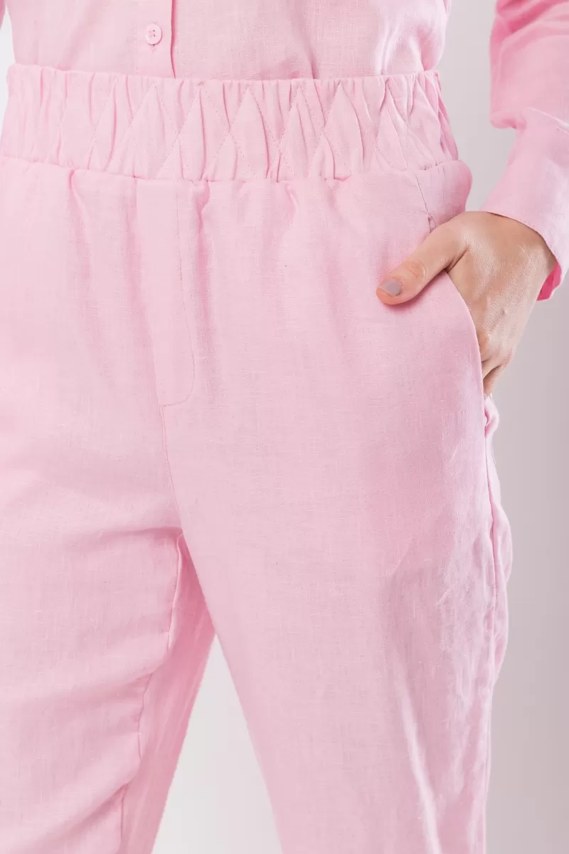 Hidrogênio - CALÇA CENOURA POLIANA LINHO 100% ROSA - 19886021