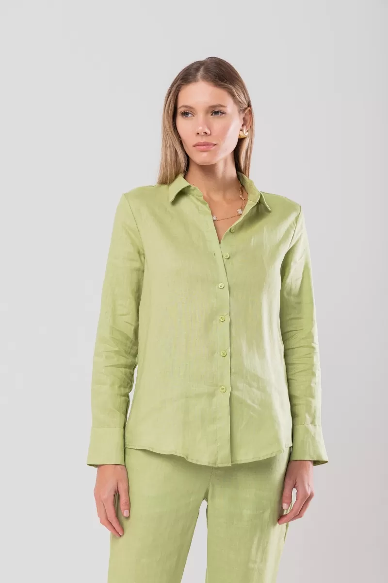 Hidrogênio - CAMISA DE LINHO 100% VERDE CLARO - 19875462