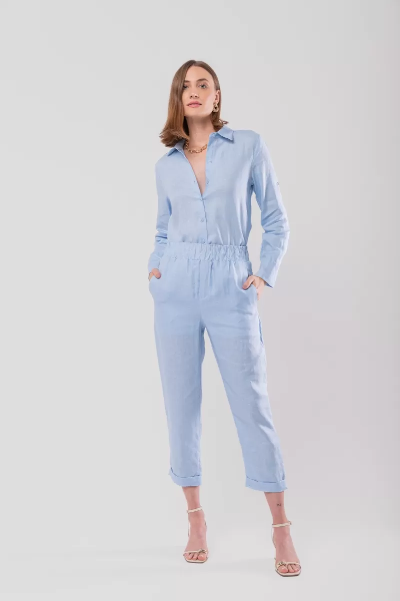 Hidrogênio - CAMISA DE LINHO 100% AZUL BEBE - 19875111