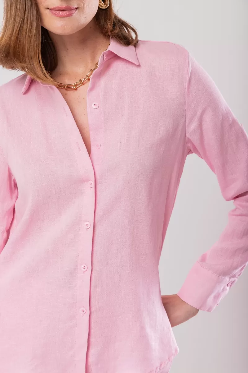 Hidrogênio - 100% PINK LINEN SHIRT - 19875021