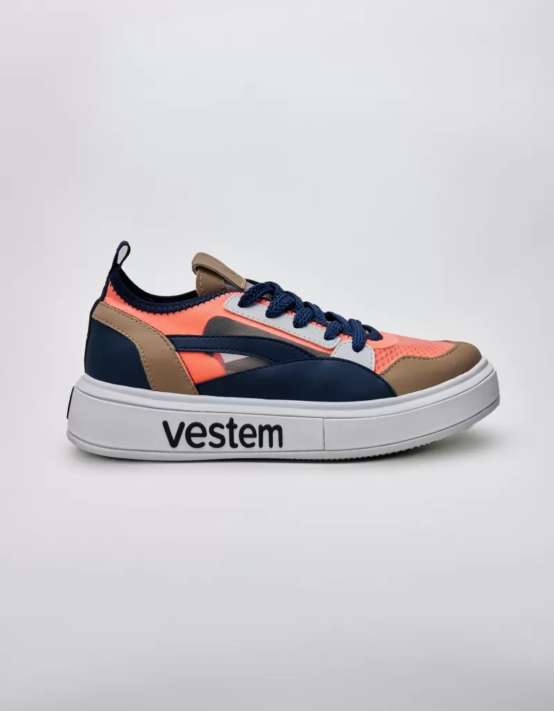 Vestem - Frida Multicolor Dark Navy and Neon Orange Sneakers - TE20.C0496