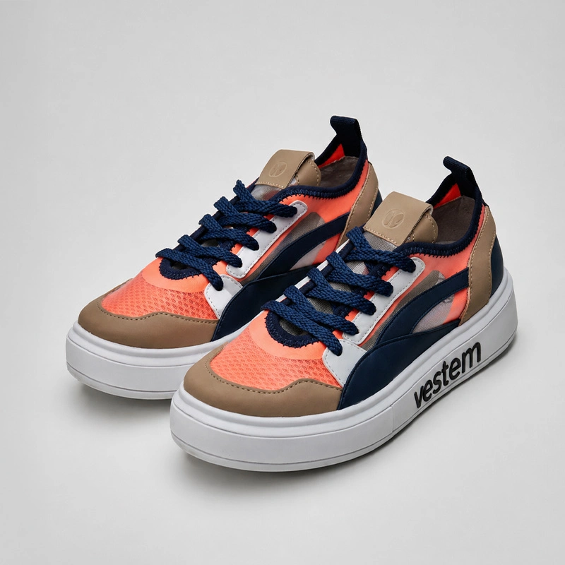Vestem - Frida Multicolor Dark Navy and Neon Orange Sneakers - TE20.C0496