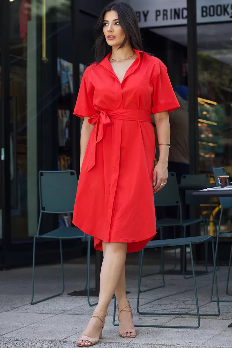 Miss Misses - Short Sleeve Shirt with Buttons and Red Stripe - 54382024