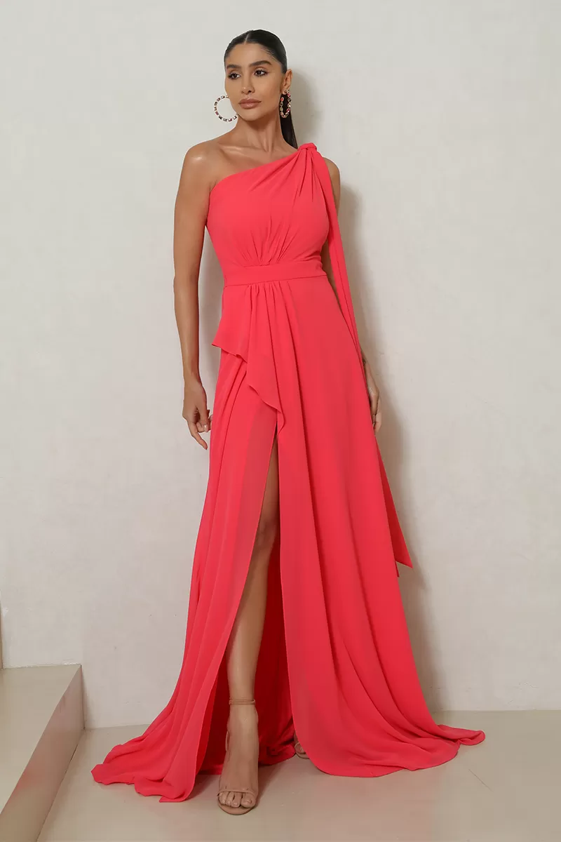 Dot Clothing - Vestido Dot Clothing Lilian Com Fenda Coral - 2495CORAL