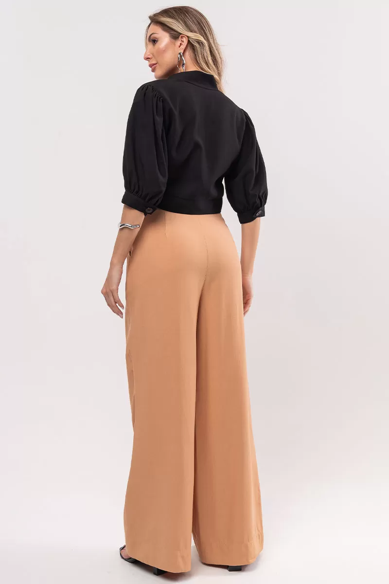 Miss Misses - Nathalia Shirt with Sleeves and Buttons in Black - 80561001