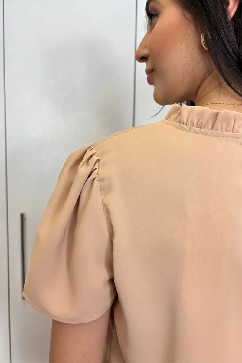 Miss Misses - Kim Short Sleeve Shirt With Khaki Gripir Detail - 80573136