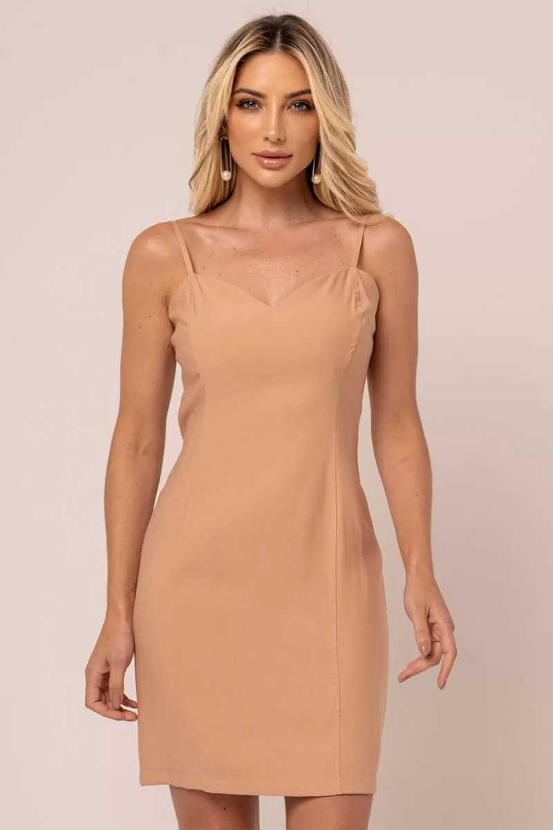 Miss Misses - Vestido Miss Misses Tubinho de Alça Bege - 54320BEGE