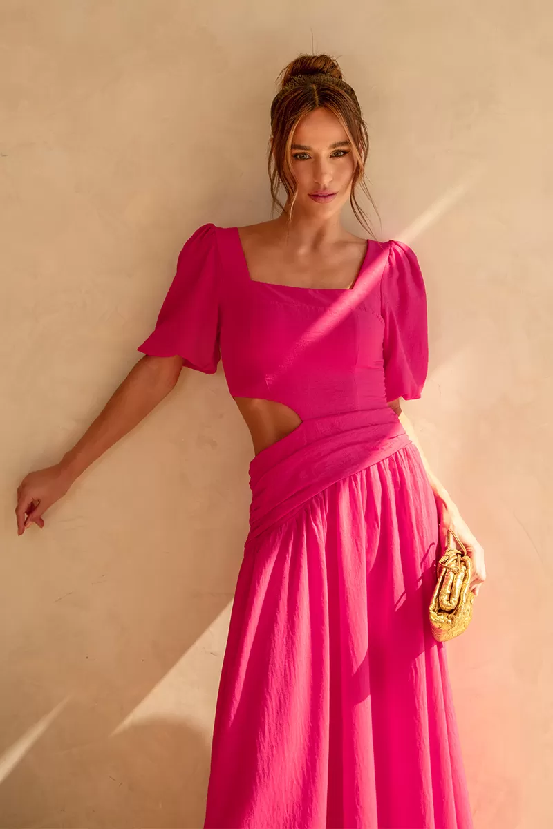 Dot Clothing - Dress Dot Clothing Rebeca Pink Puff Sleeve - 2512ROSA