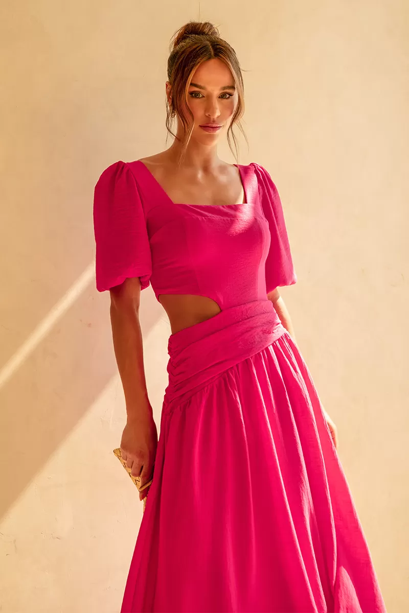 Dot Clothing - Dress Dot Clothing Rebeca Pink Puff Sleeve - 2512ROSA