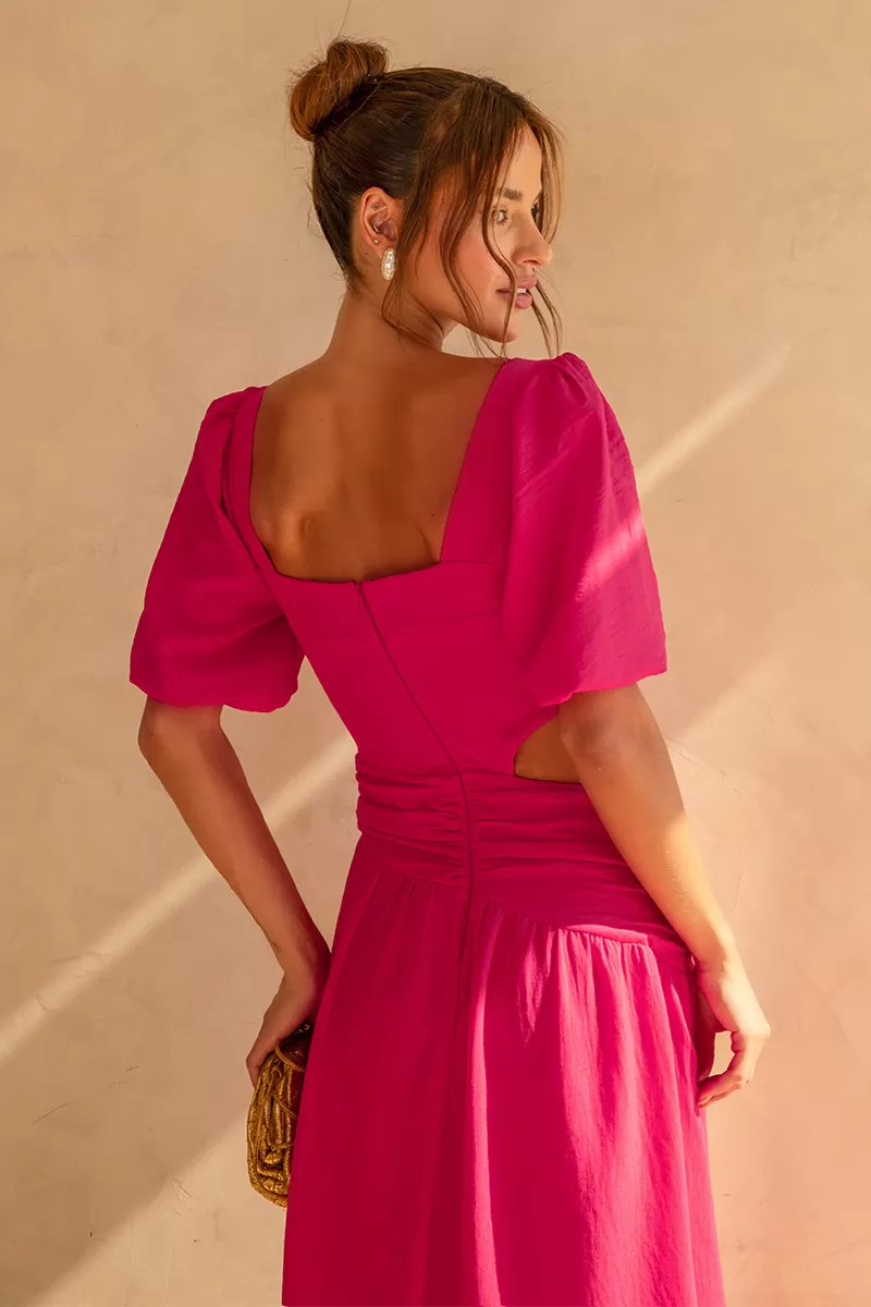 Dot Clothing - Dress Dot Clothing Rebeca Pink Puff Sleeve - 2512ROSA