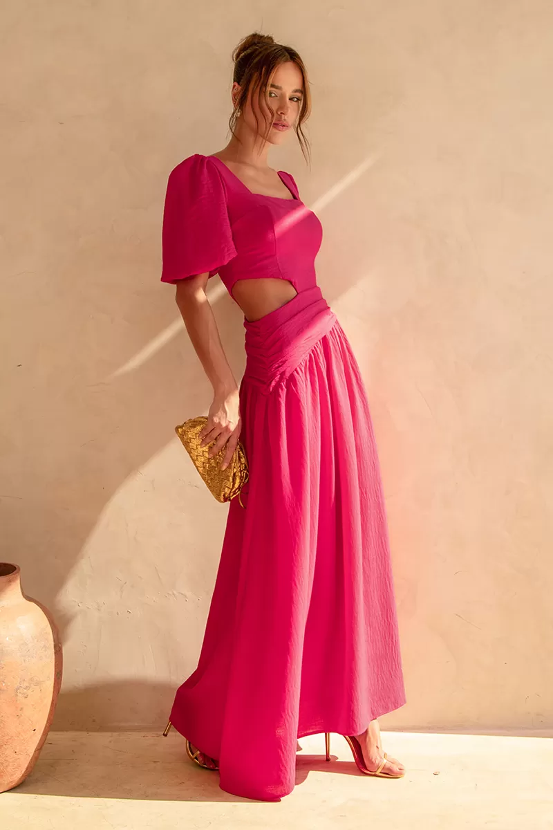 Dot Clothing - Dress Dot Clothing Rebeca Pink Puff Sleeve - 2512ROSA