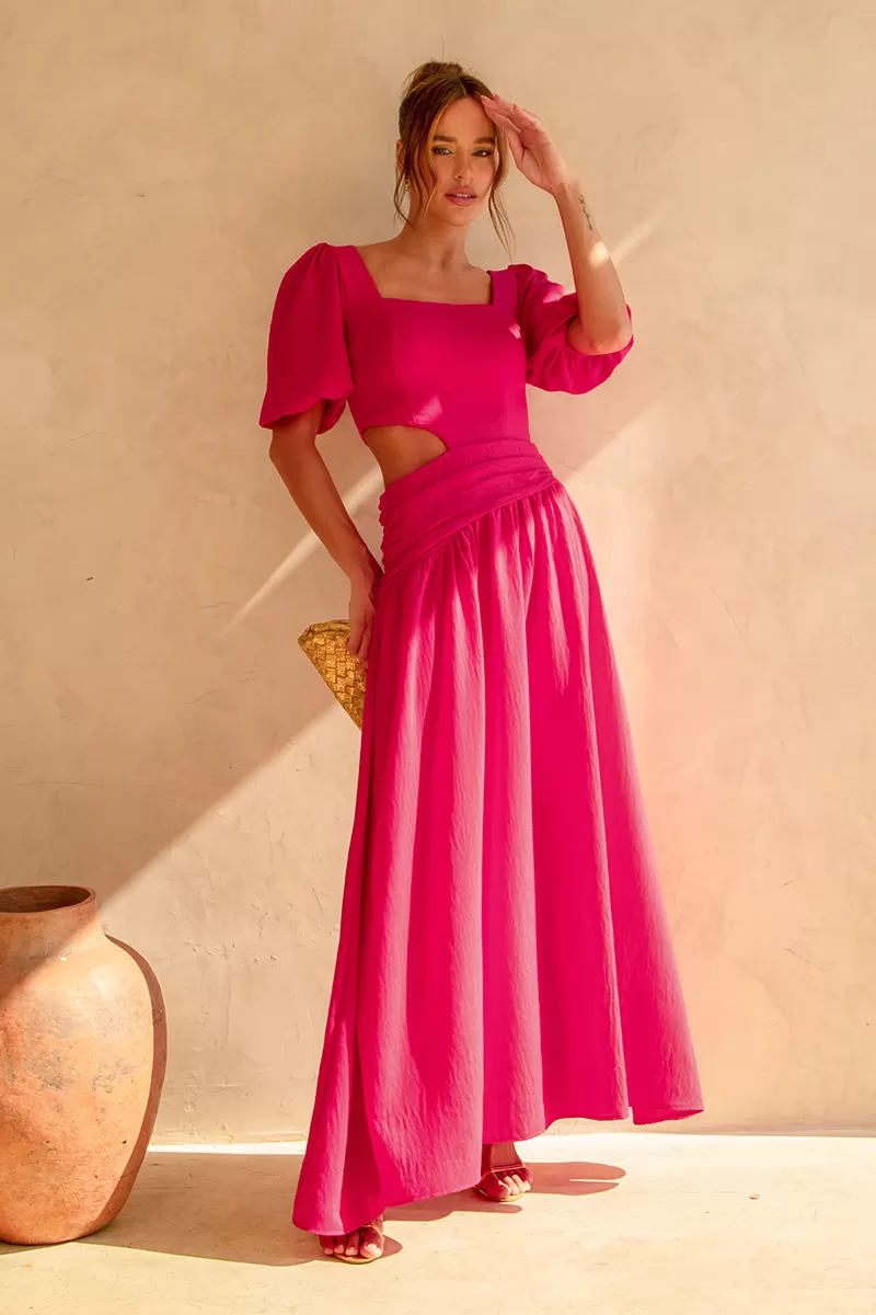 Dot Clothing - Dress Dot Clothing Rebeca Pink Puff Sleeve - 2512ROSA