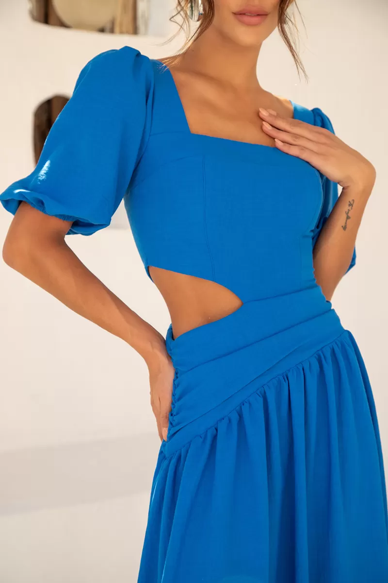 Dot Clothing - Dress Dot Clothing Rebeca Puff Sleeve Blue - 2512AZUL