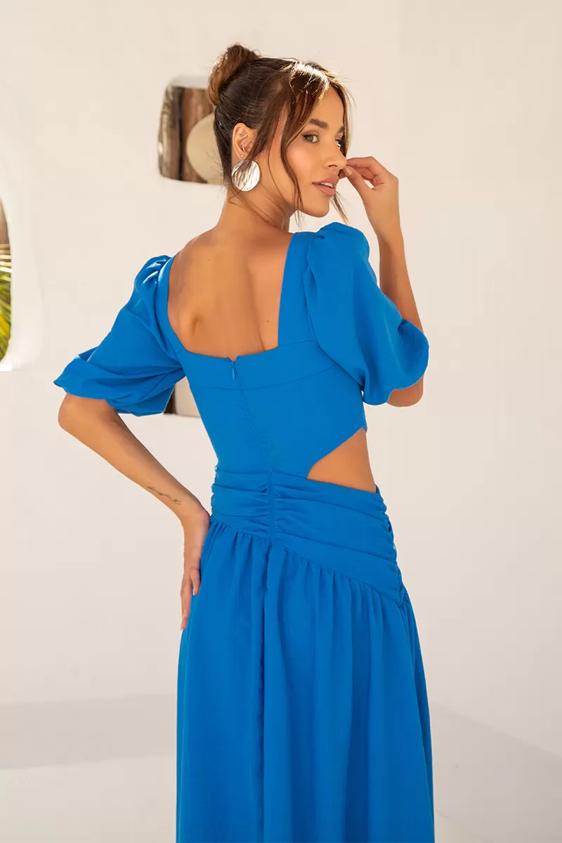 Dot Clothing - Dress Dot Clothing Rebeca Puff Sleeve Blue - 2512AZUL