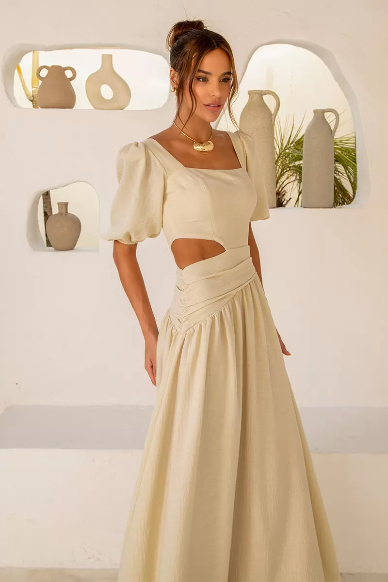 Dot Clothing - Dress Dot Clothing Rebeca sleeve Puffante Cream - 2512CRU