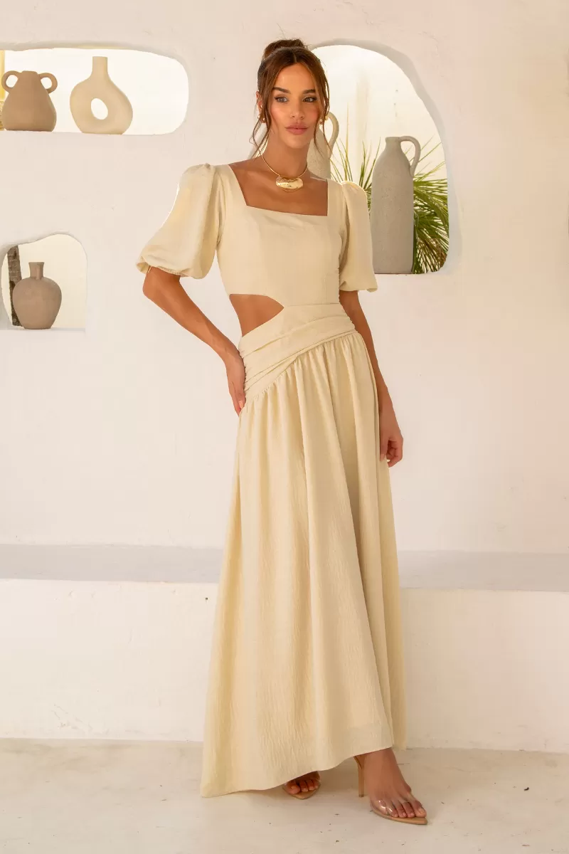 Dot Clothing - Dress Dot Clothing Rebeca sleeve Puffante Cream - 2512CRU