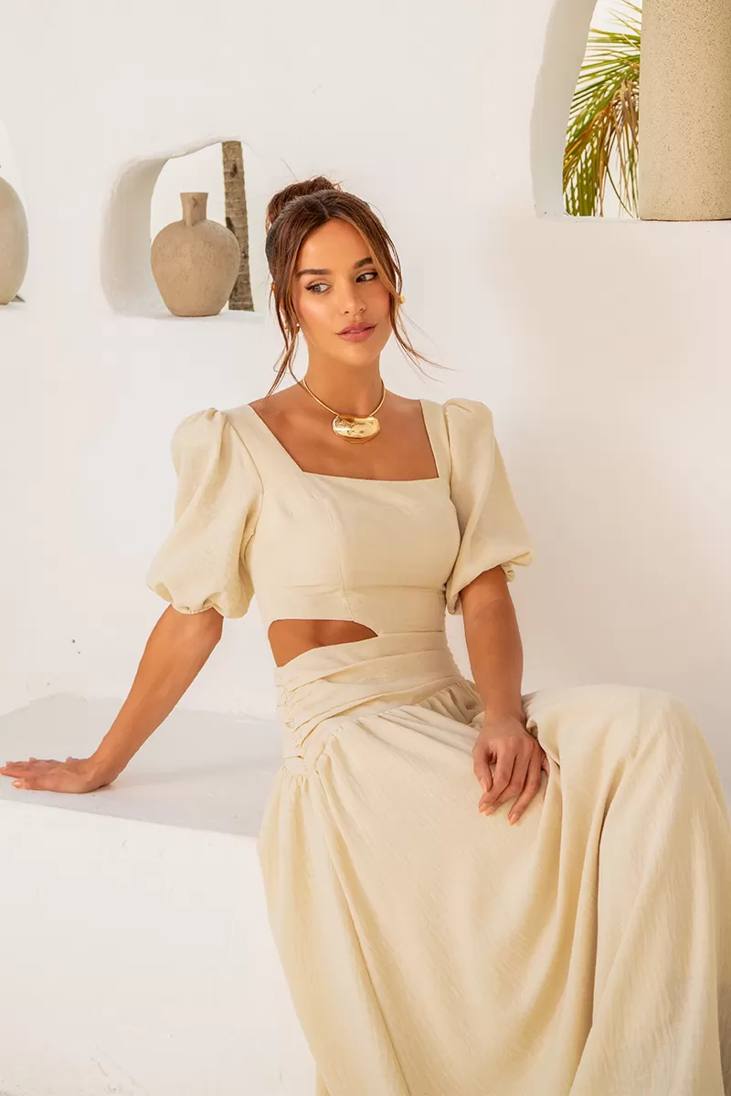 Dot Clothing - Dress Dot Clothing Rebeca sleeve Puffante Cream - 2512CRU