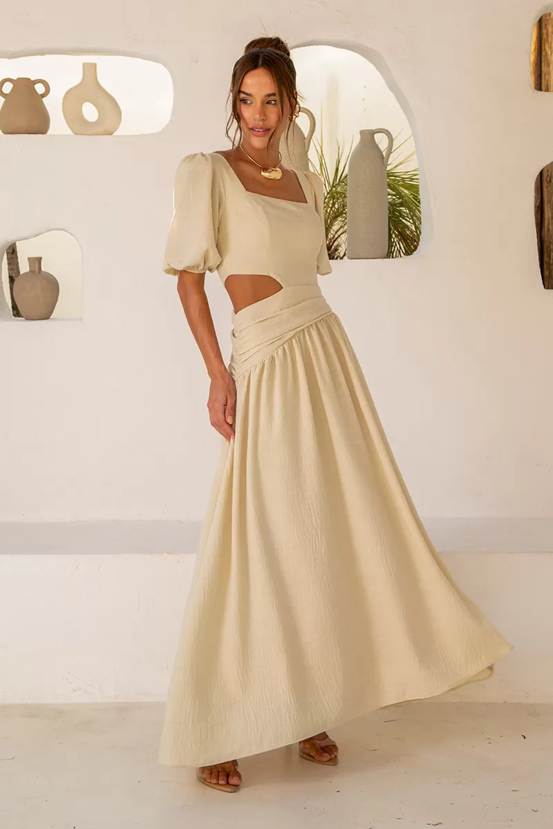 Dot Clothing - Dress Dot Clothing Rebeca sleeve Puffante Cream - 2512CRU