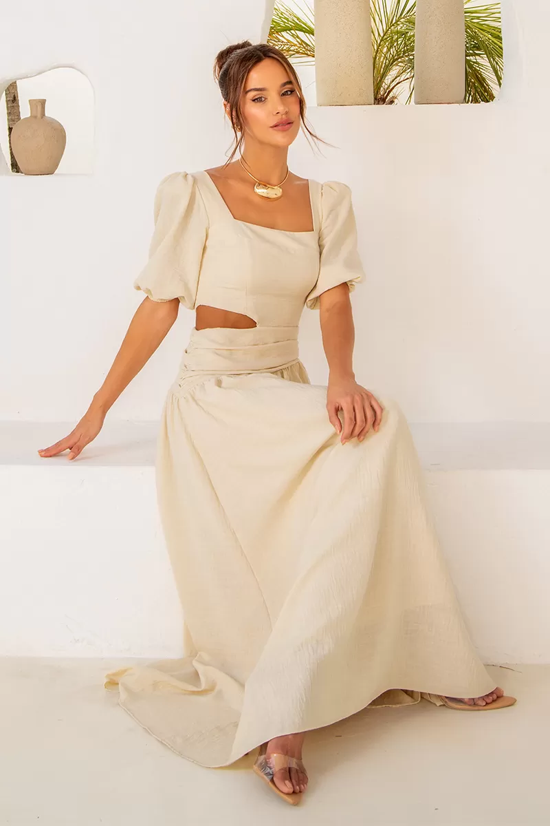 Dot Clothing - Dress Dot Clothing Rebeca sleeve Puffante Cream - 2512CRU