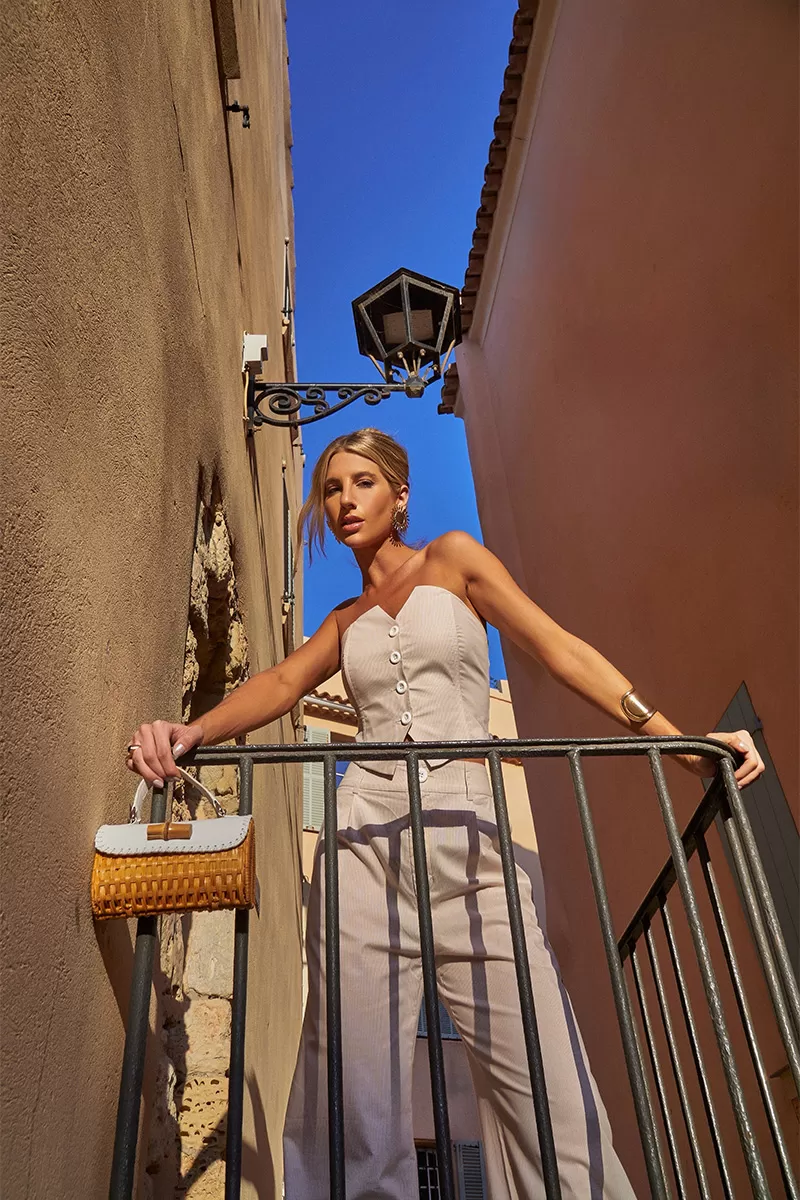 Dot Clothing - Dot Clothing Mareu Striped Beige Set - 2536BEGE