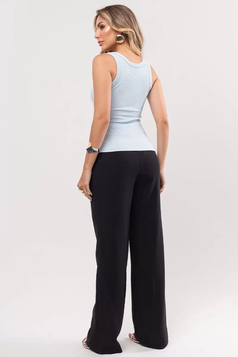 Miss Misses - Luana Blue Ribbed Shirt - 54362002