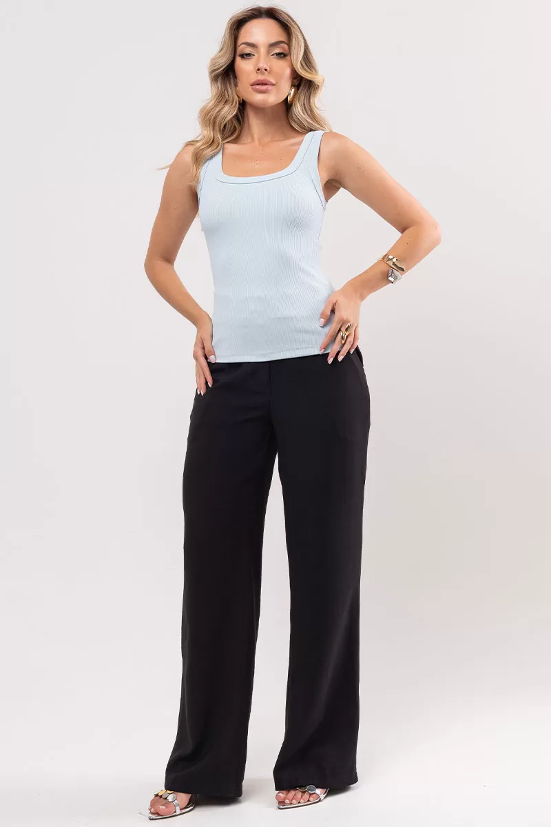 Miss Misses - Luana Blue Ribbed Shirt - 54362002