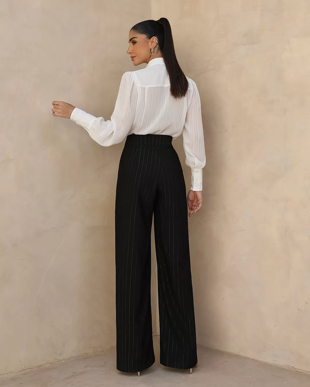 Miss Misses - Miss Misses Black Pinstripe Pantaloon Pants - 54218PTOCAL