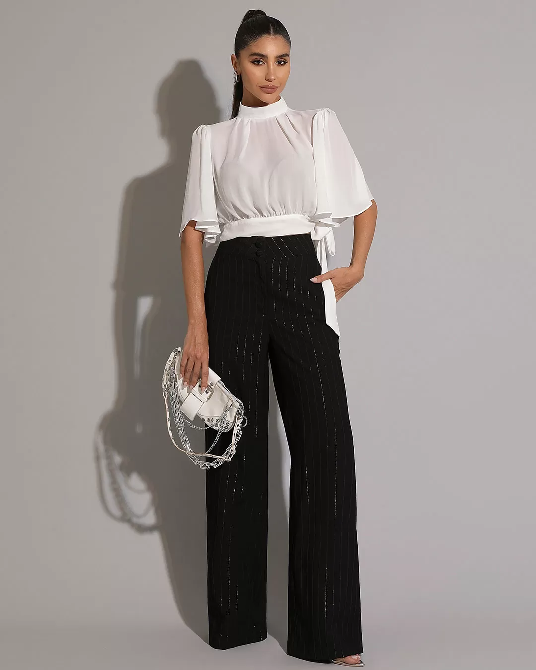 Miss Misses - Miss Misses Black Pinstripe Pantaloon Pants - 54218PTOCAL