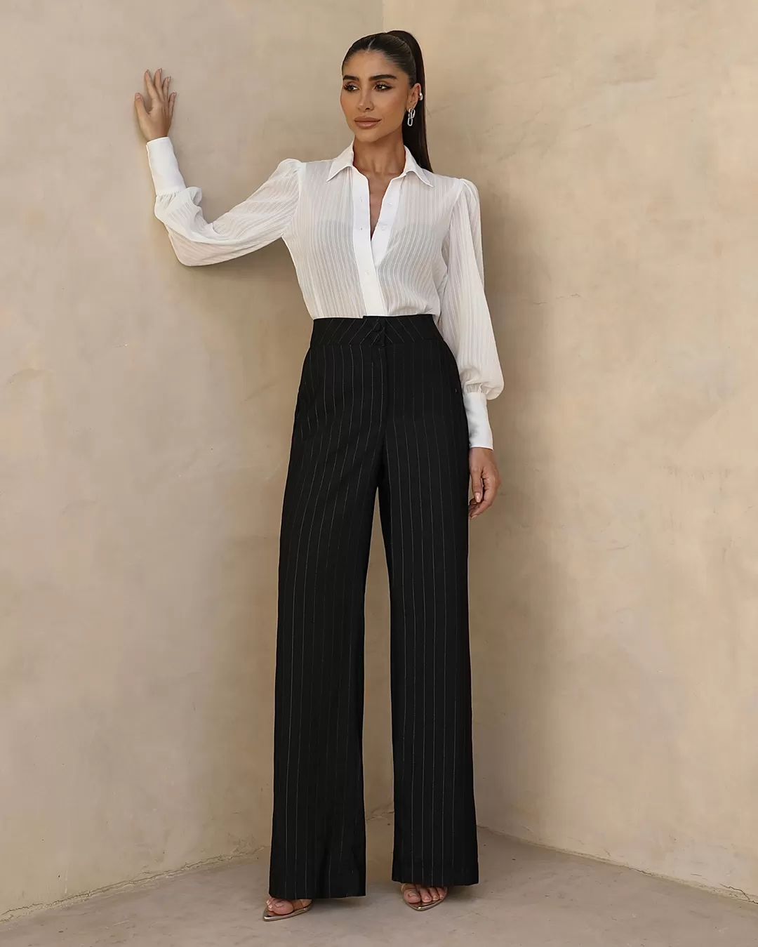 Miss Misses - Miss Misses Black Pinstripe Pantaloon Pants - 54218PTOCAL
