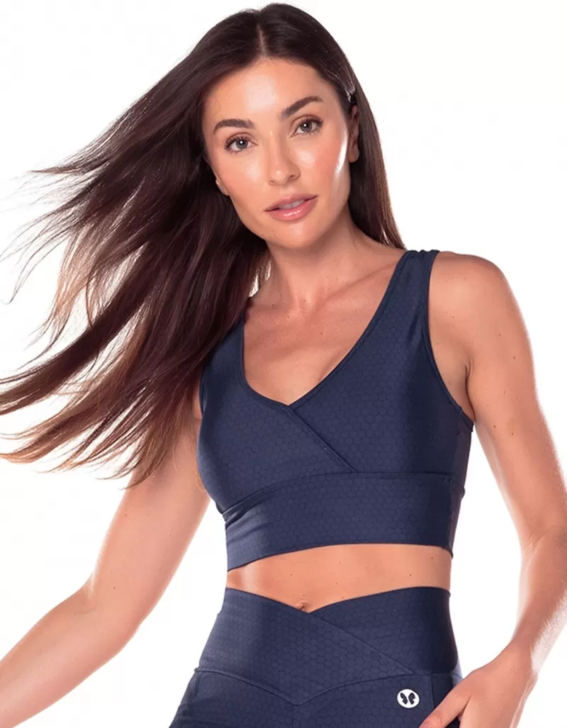 Vestem - Top Frente Transpassadas Honey Colmeia Marinho - TOP1066.V25.E1279.V25