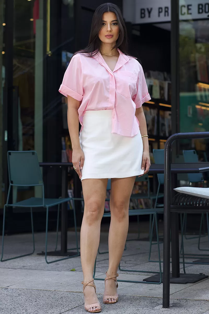 Miss Misses - Livia Short Sleeve Pink Shirt - 54368060