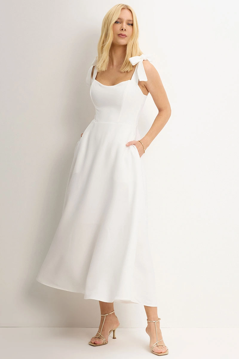 Miss Misses - Kátia Longuete Dress with Straps and Off White Bows - 54421030