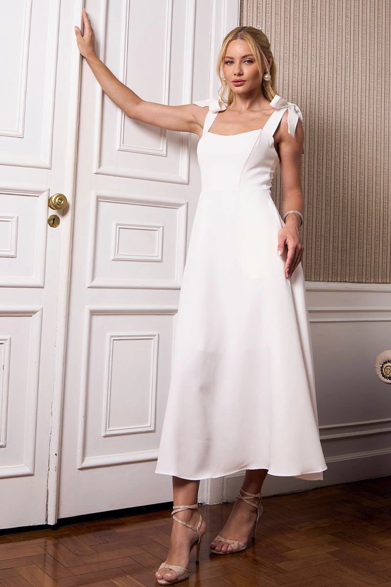 Miss Misses - Vestido Katia Midi Rodado Off White - 54421030