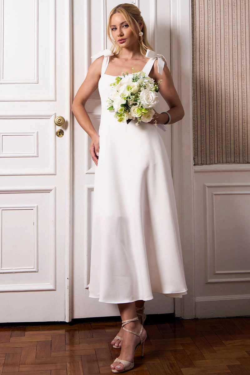 Miss Misses - Vestido Katia Midi Rodado Off White - 54421030