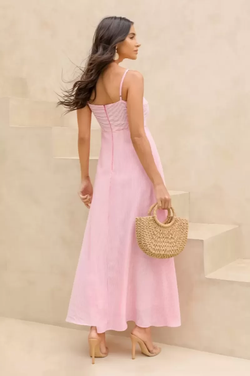 Dot Clothing - Vestido Dot Clothing Mirabel Longuete Listrado Rosa - 2550ROSA