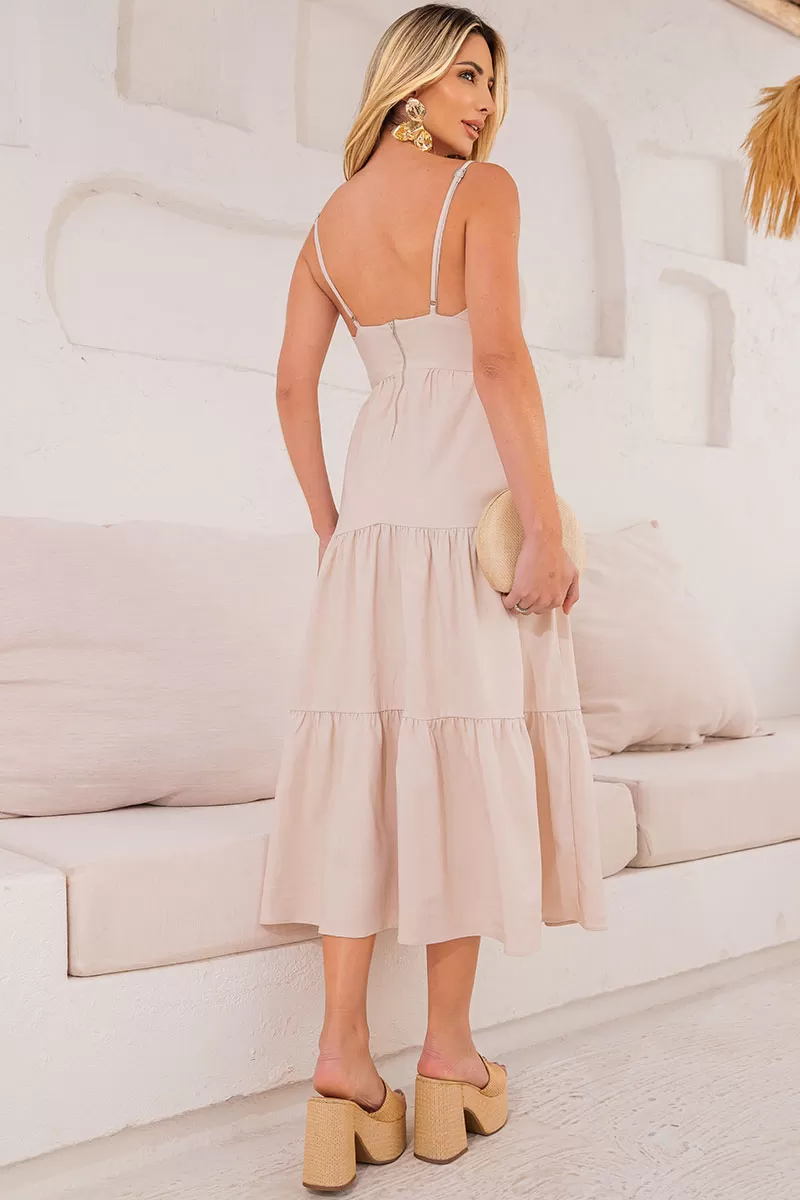 Miss Misses - Rafaela Dress With Beige Bulge Top - 54394215