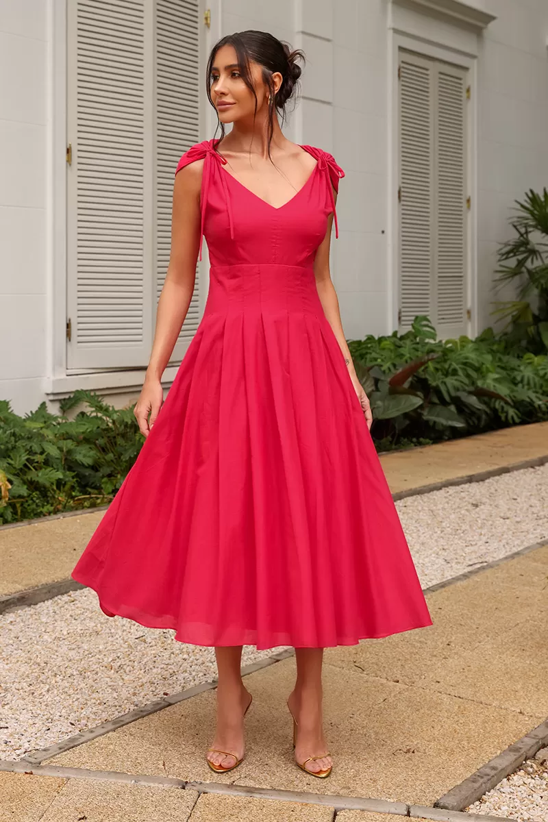 Dot Clothing - Dot Clothing Midi Agatha Red Dress - 2544VERM