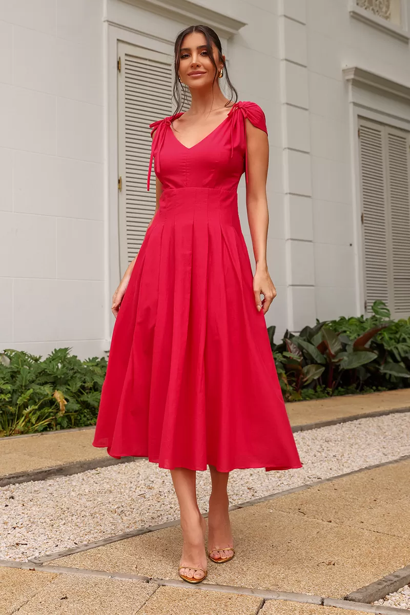 Dot Clothing - Vestido Dot Clothing Midi Agatha Vermelho - 2544VERM