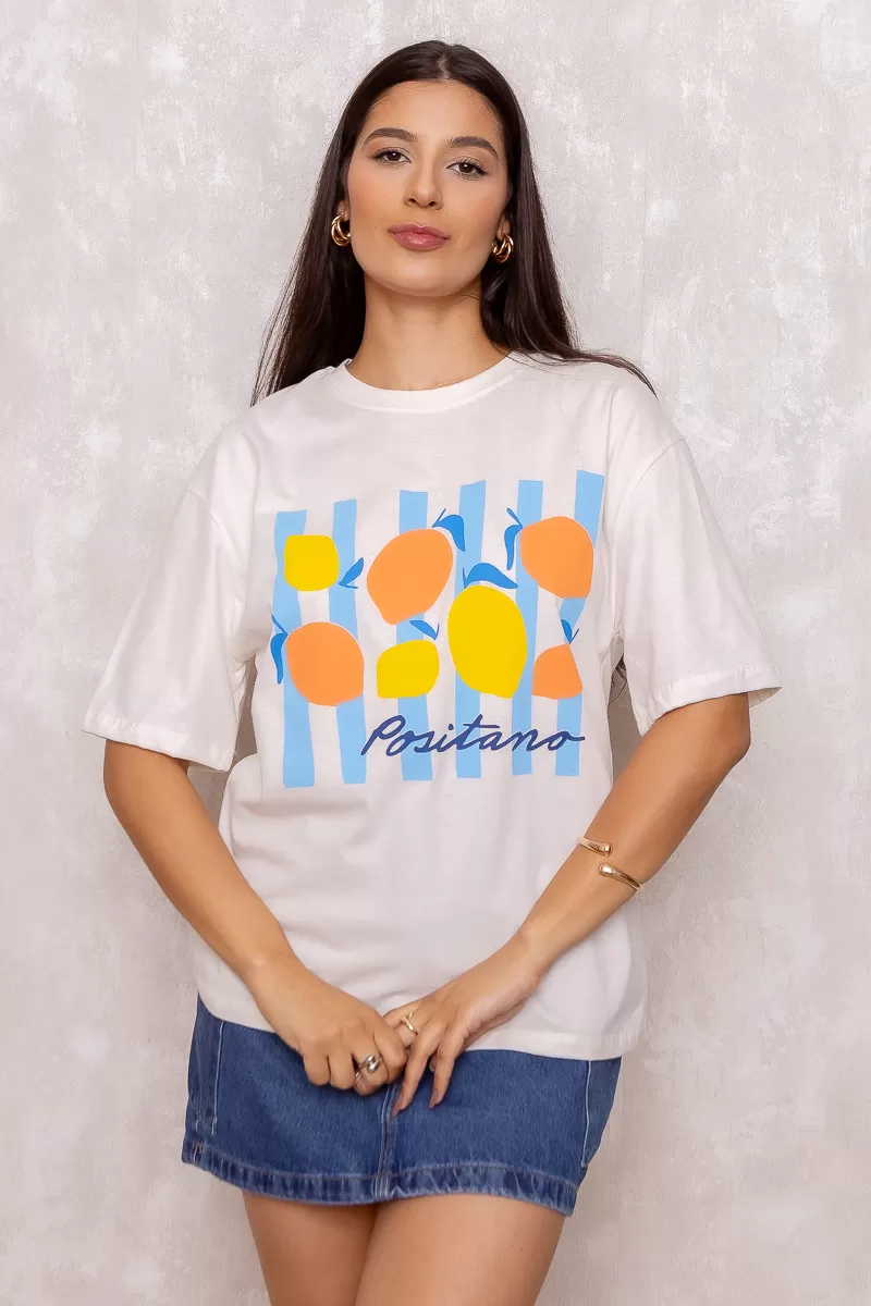 Dress Us - T-Shirt Estampada Positano Off White - D0001