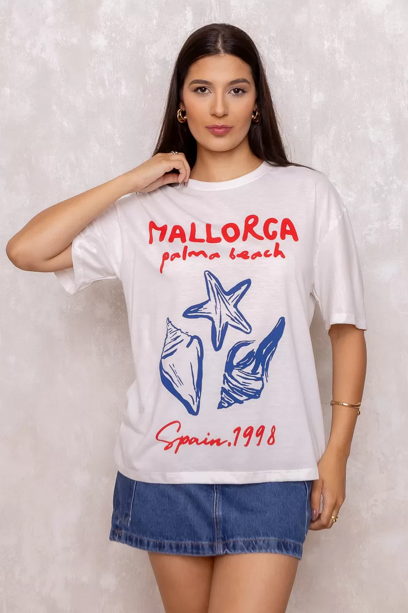 Dress Us - T-Shirt Estampada Mallorca Off White - D0003