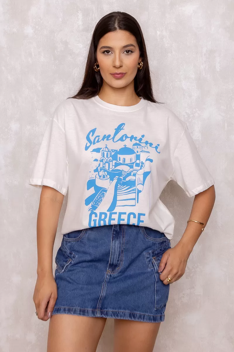 Dress Us - T-Shirt Estampada Santorini Off White - D0005