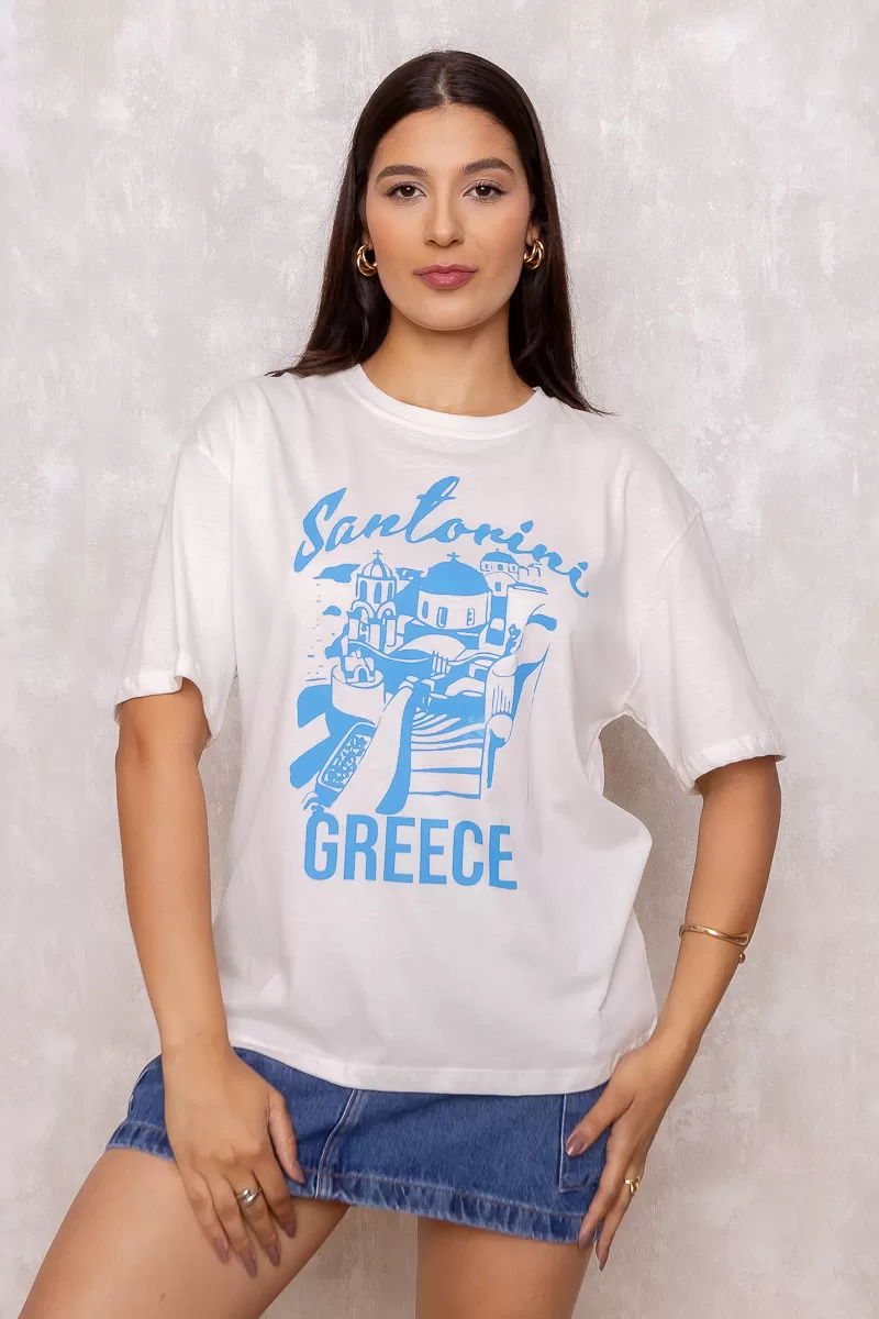 Dress Us - T-Shirt Estampada Santorini Off White - D0005
