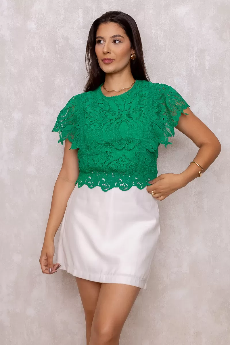 Dress Us - Olivia Green Lace Shirt - D0007VERDE