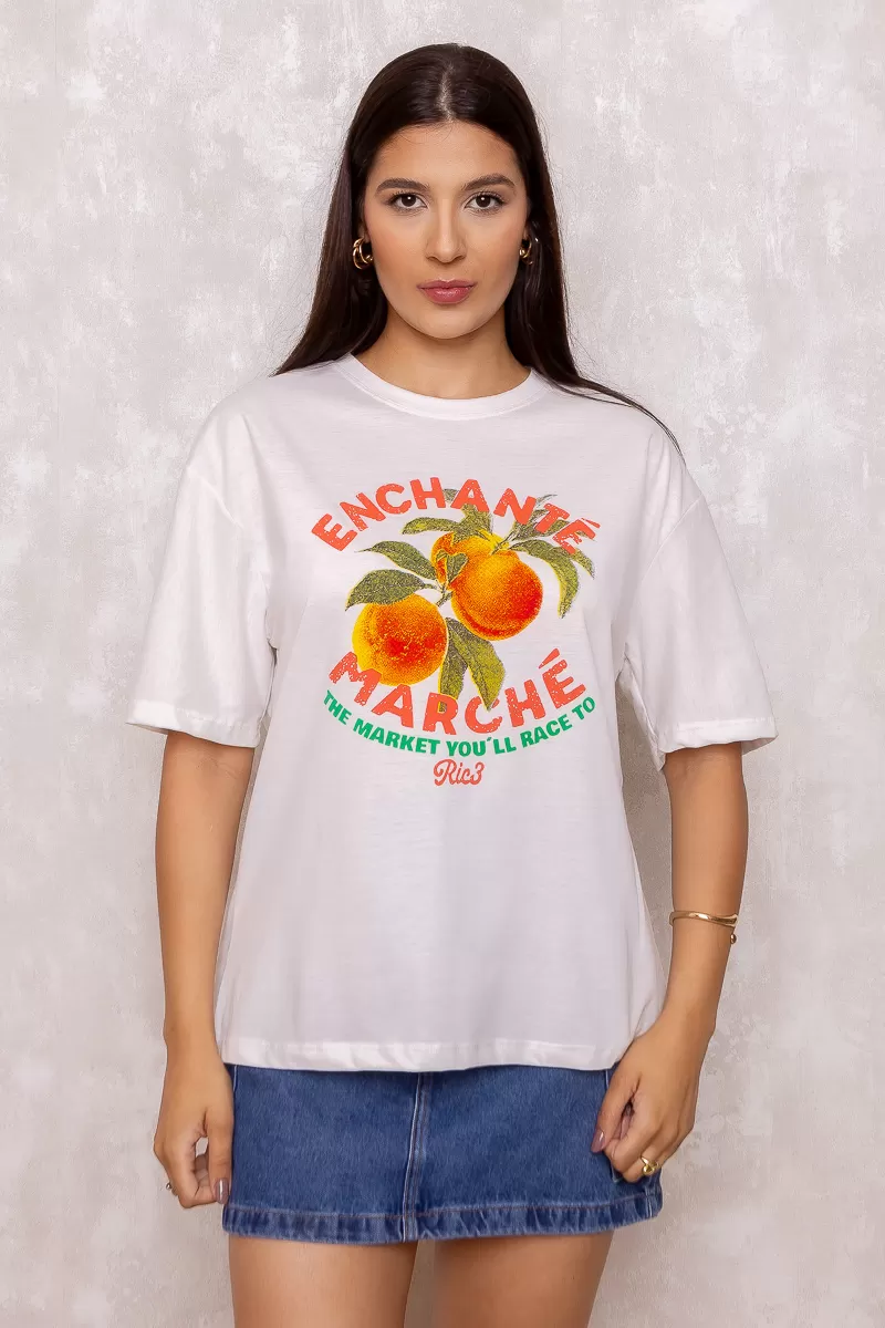 Dress Us - Echanté Off White Printed T-Shirt - D0008