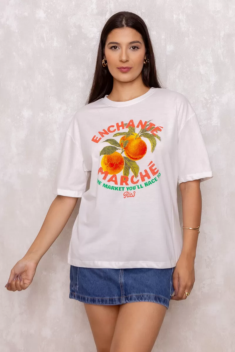 Dress Us - T-Shirt Estampada Echanté Off White - D0008