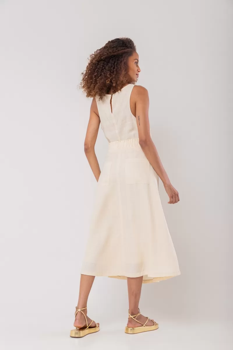 Hidrogênio - REGATA DECOTE OVAL 100% LINHO TERRA - 19869332